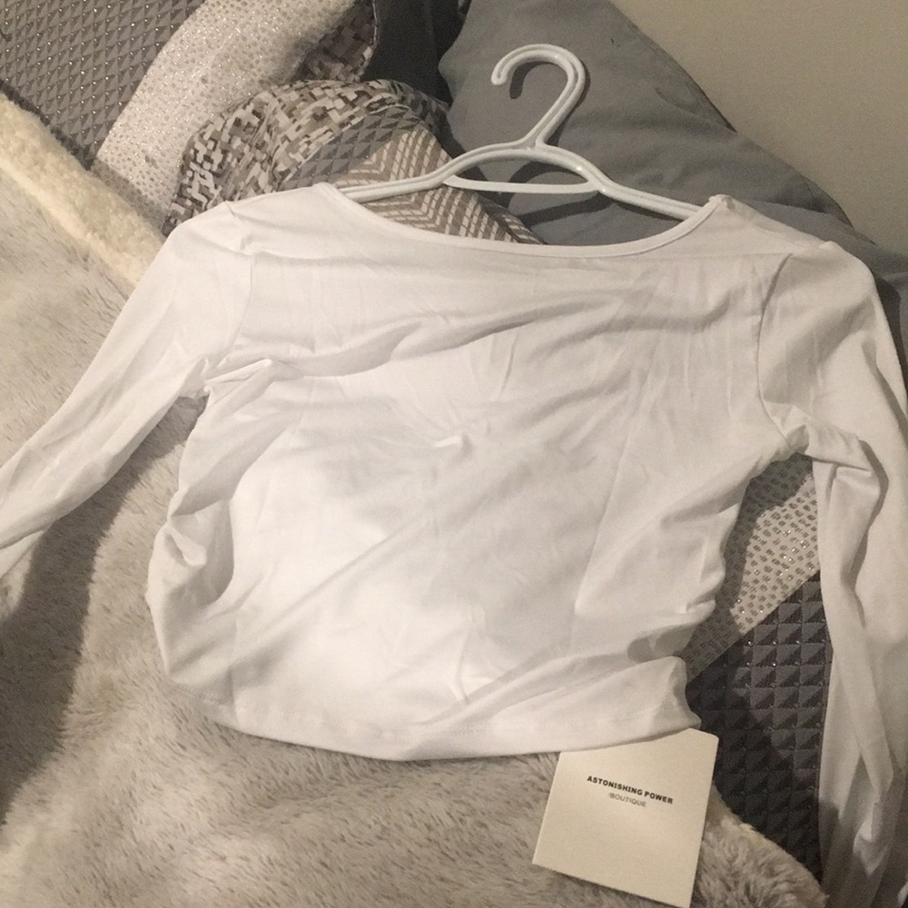White Long Sleeve Crop Top - Zaful